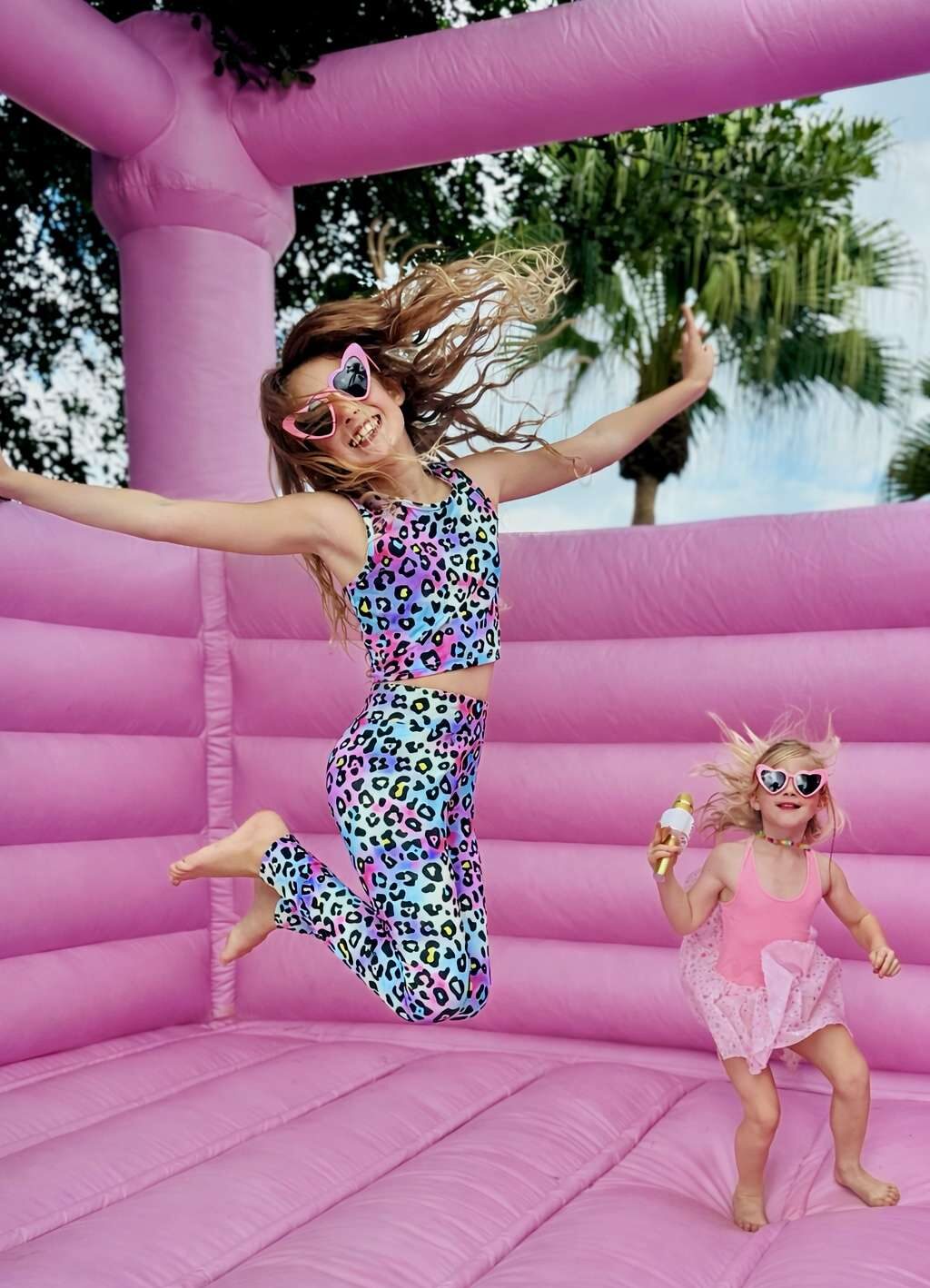 pink bounce house rental in palm beach county, florida.